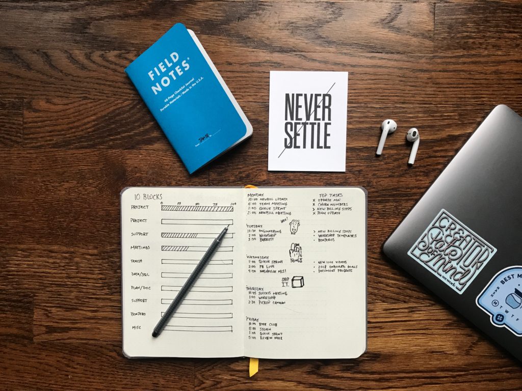 planner with written goals. work smart.